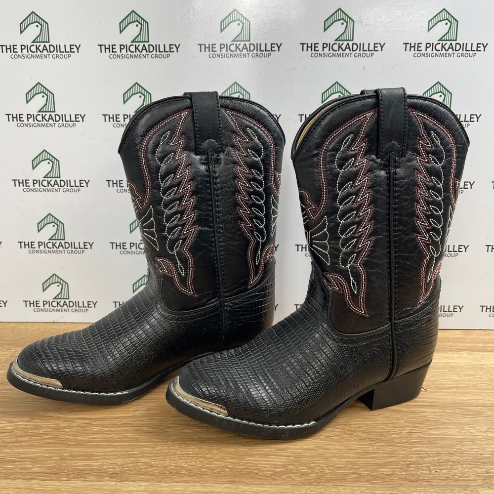 Durango Lil Durango Kids Black Lizard Embossed Western Cowboy Boots BT840 Size 1
